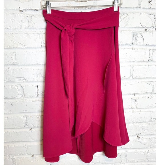 ANN TAYLOR HOT PINK FAUX WRAP BELT TIE SKIRT - Picture 5 of 6